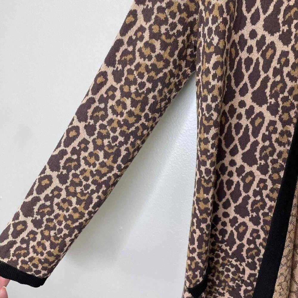 Soft Surroundings Leopard Cardigan Sweater Womens Small Brown Long Sleeve Open - Picture 8 of 11